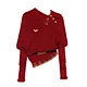 women's Christmas red high-neck sweater